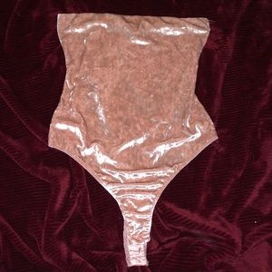 strapless baby pink bodysuit